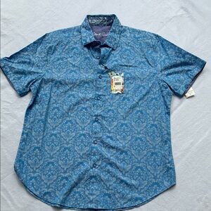NWT Robert Graham Blue Floral Button Down Shirt